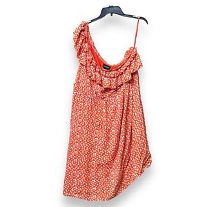 Lane Bryant One Shoulder Ruffle Orange Floral Mini Dress Size 28